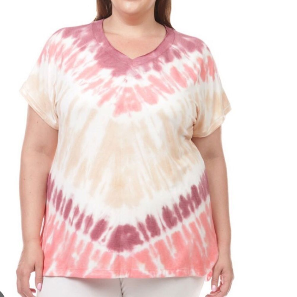 VON MAUR V-NECK TIE DYE PINK/BLUE/PURPLE 2 PK M &‎ L NWT IN PACKAGING